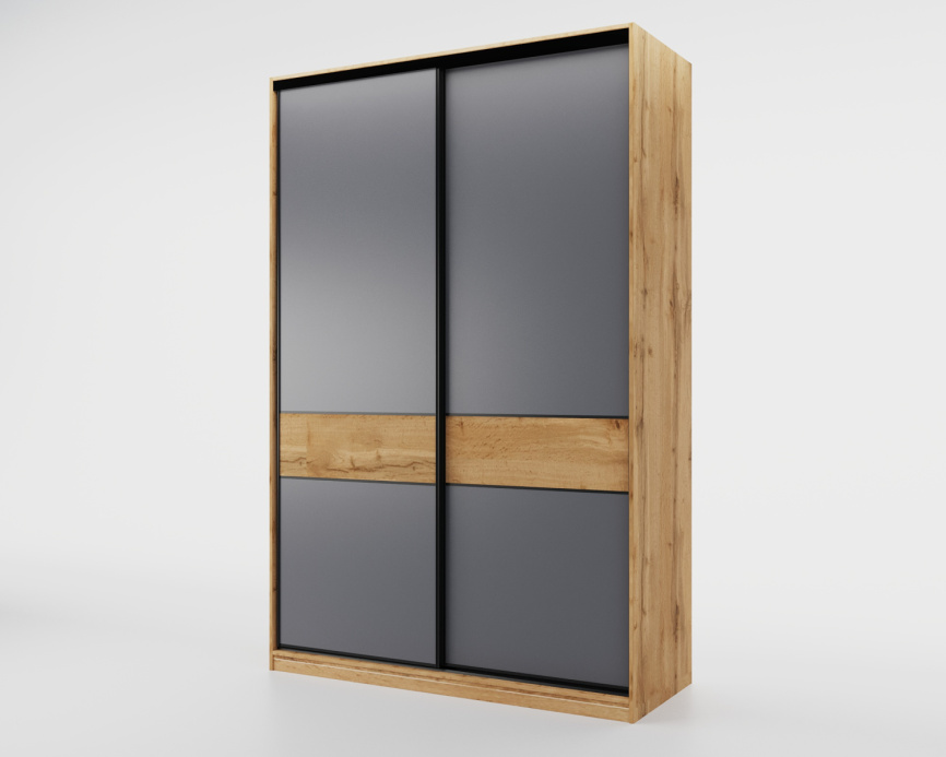 Шкаф-купе СЛИМ,125*60, Дуб вотан, Темно-серый фото 1