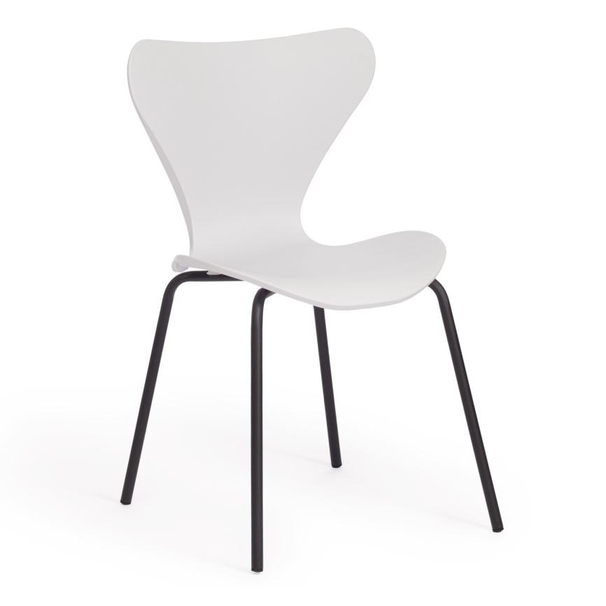 Стул Якобсен/Jacobsen (мод DC 102) пластик/металл, 50 х 46 х 82 см , белый 018/черный  фото 1