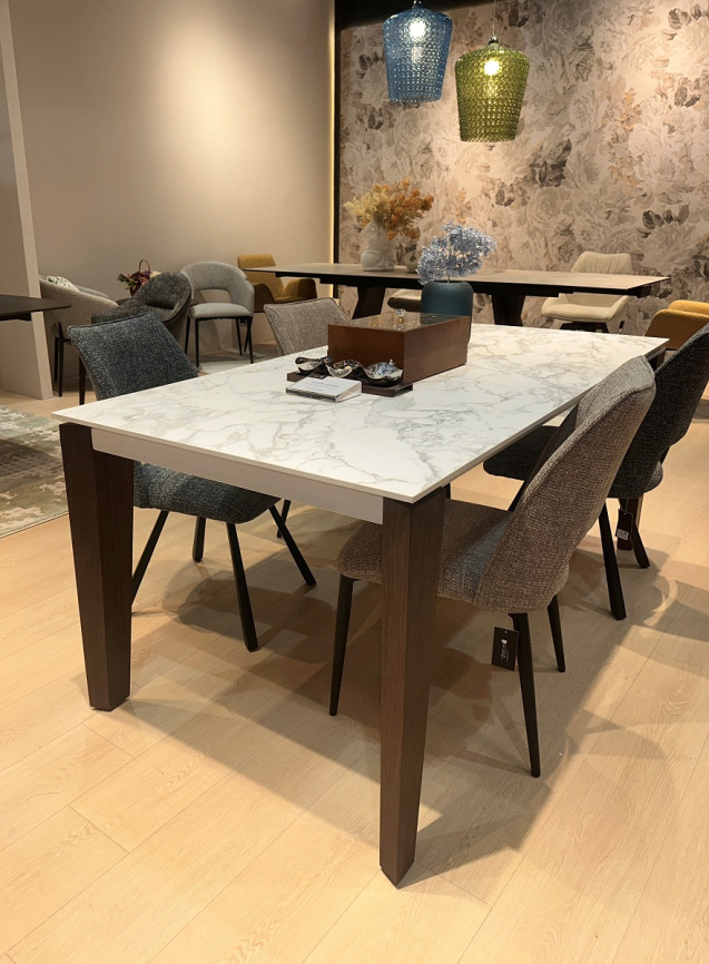 Стол ЭЗМИР (ESMIR) 180 цвет АРАБЕСКАТО (MATTE ARABESCATO SOLID CERAMIC) / ОРЕХ, ®DISAUR фото 1