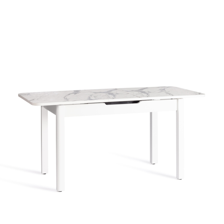 Стол обеденный раздвижной Алигери/Aligery ЛДСП/HPL/опора-массив березы, 130-160х75х75см, мрамор свет фото 7