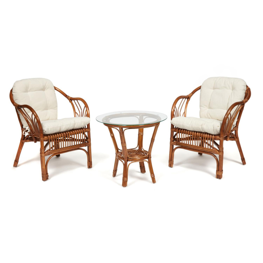 Комплект террасный "Нью Богота/New Bogota" (2 кресла + стол) /с подушками/ ротанг, кресло 61х67х78,5 фото 1