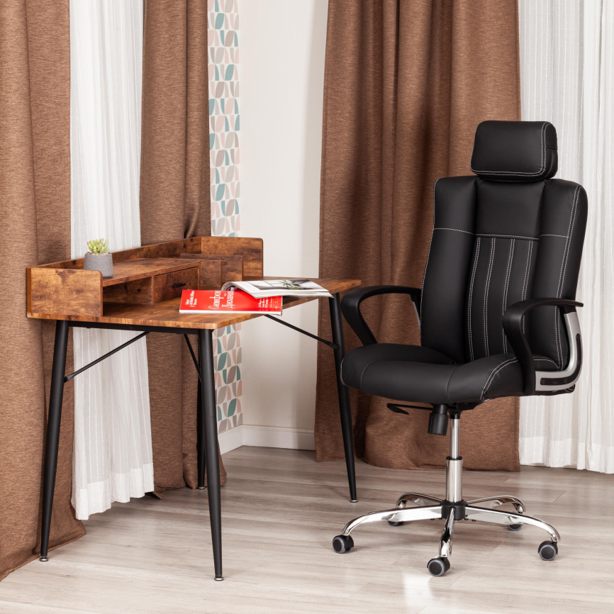 Кресло Оксфорд/Oxford хром кож/зам, черный, 36-6 фото 12