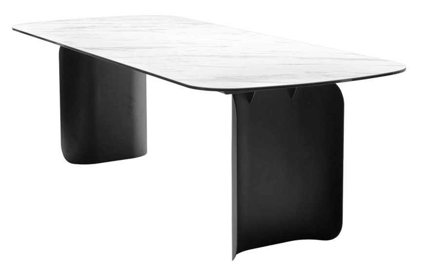 Стол NORD 240 MARBLES KL-99 Белый мрамор, итальянская керамика / черный каркас, ®DISAUR фото 1