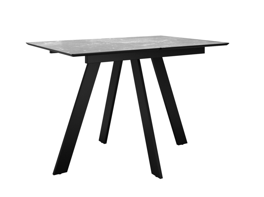 Стол DikLine DKD120, керамика 120(160)х80, мрамор серый матовый, опоры черные (2 уп.) фото 1