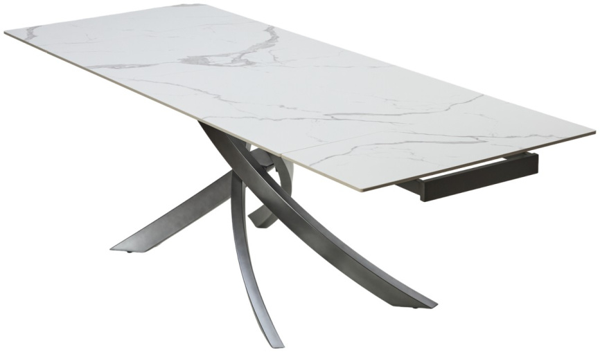 Стол ESTEBIO 160 GLOSS STATUARIO WHITE SOLID CERAMIC / Серый металлик, ®DISAUR фото 9