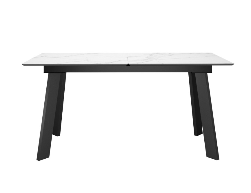 Стол DikLine DKH160, керамика 160(200)х90, мрамор белый матовый, опоры черные (2 уп.) фото 5
