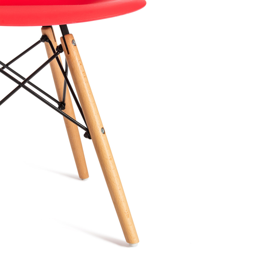 Стул CINDY (EAMES) (mod. 1801) дерево бук/металл/сиденье пластик, 45x51x82 см, Red (красный) фото 8