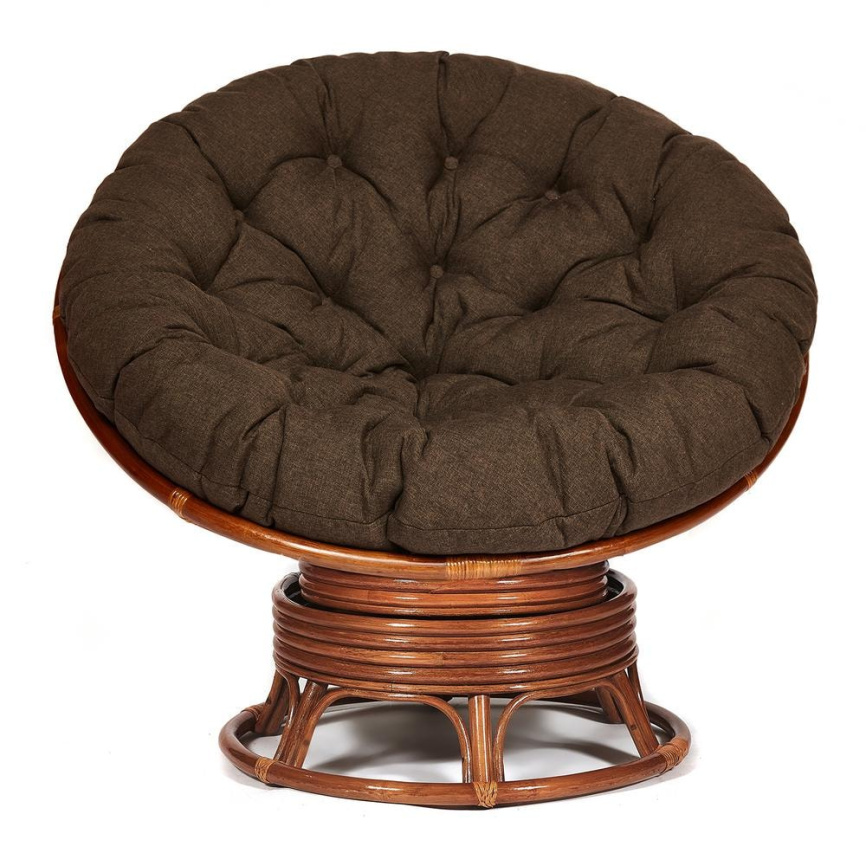 Кресло-качалка Папасан/Papasan (W 23/01 B) /с подушкой/ 115х78х104см, пекан орех, ткань коричневый,  фото 8