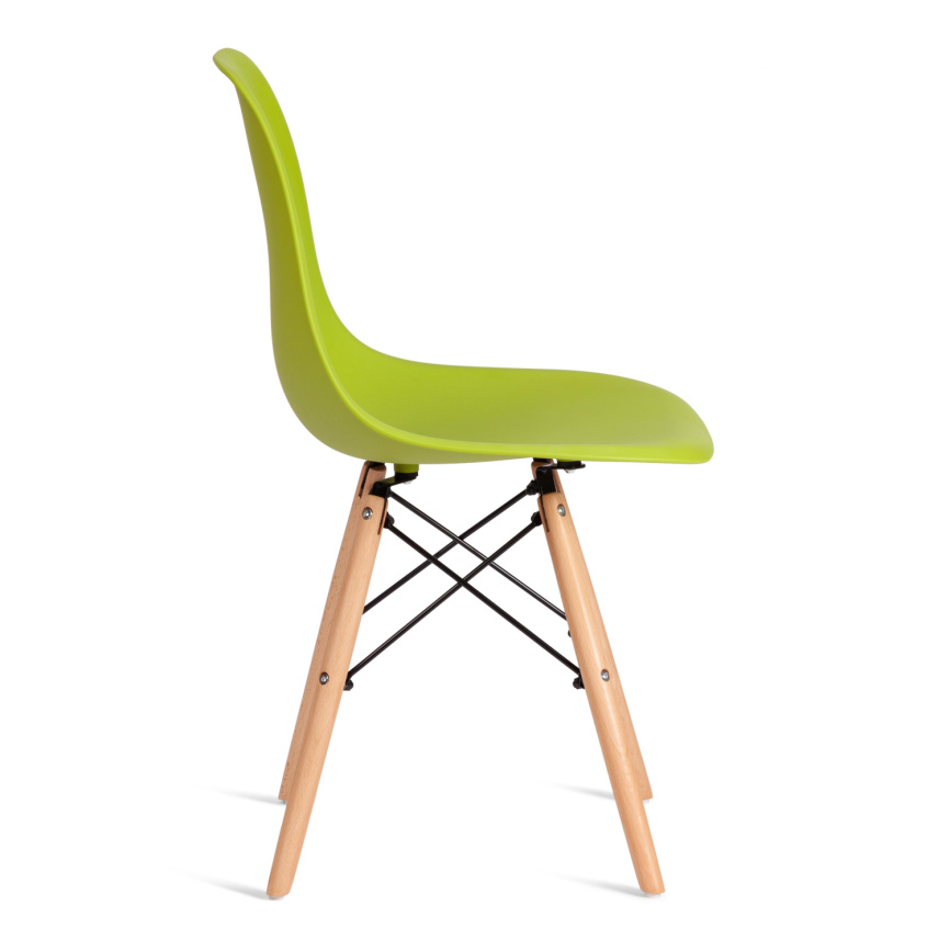 Стул CINDY (EAMES) (mod. 1801) дерево бук/металл/сиденье пластик, 45x51x82 см, Olive (оливковый)  фото 2