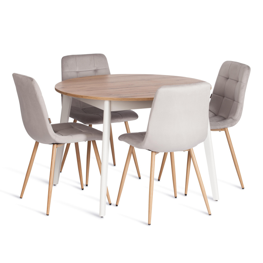 Стул CHILLY (mod. JSC-220) Велюр/металл , 44,5х52,5х88 см, Light grey (светло-серый) HLR14 / натурал фото 6