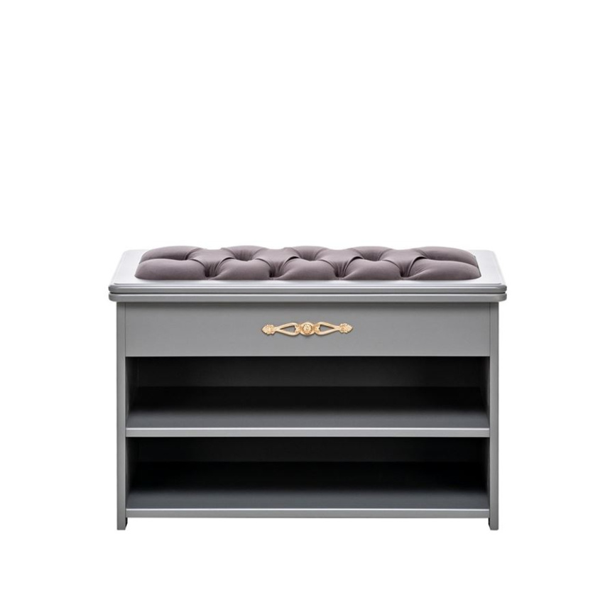 Обувница Патриция (Серый ясень / ткань V 19, каретная стяжка) фото 2