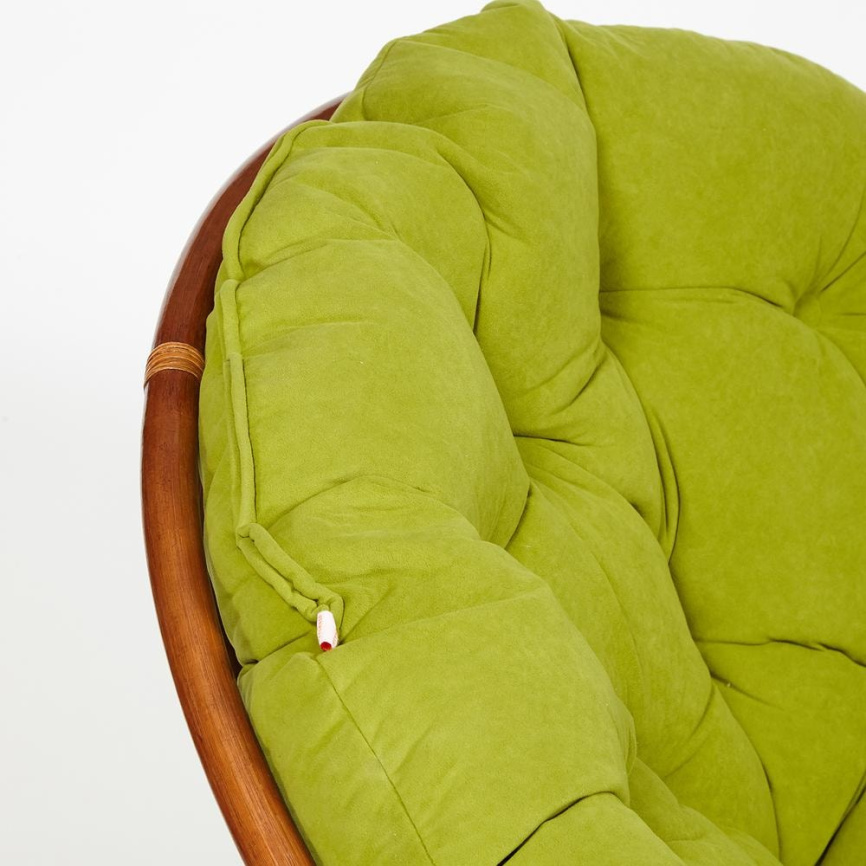 Кресло-качалка Папасан/Papasan (W 23/01 B) /с подушкой/ 115х78х104см, пекан орех, флок олива, 23 фото 3