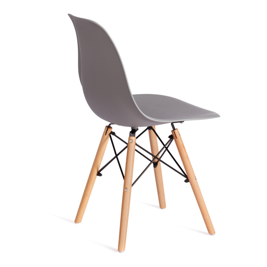 Стул CINDY (EAMES) (mod. 1801) дерево бук/металл/сиденье пластик, 45x51x82 см, Light grey (светло-се фото 3