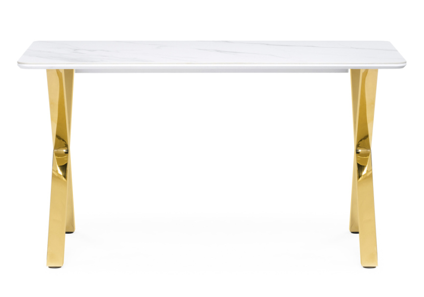 Керамический стол Селена 3 160х90х77 белый мрамор / золото фото 2