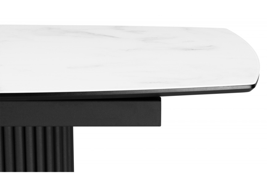 Стол стеклянный Фестер 140(180)х80 кристл статуарио / черный фото 6