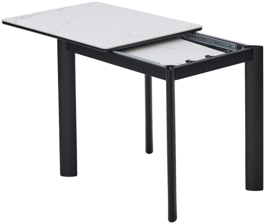 Стол ТЕТ-А-ТЕТ 90 цвет Белый мрамор, керамика / Черный каркас фото 4