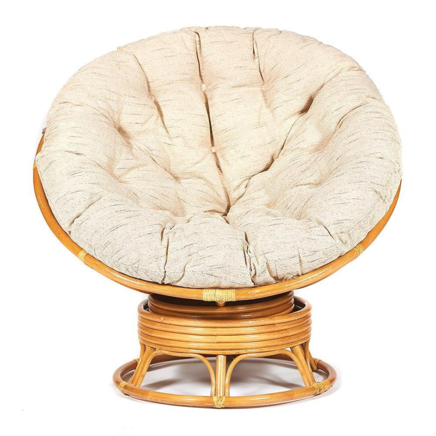 Кресло-качалка Папасан/Papasan (W 23/01 B) /с подушкой/ 115х78х104см, медовый, ткань старт фото 11
