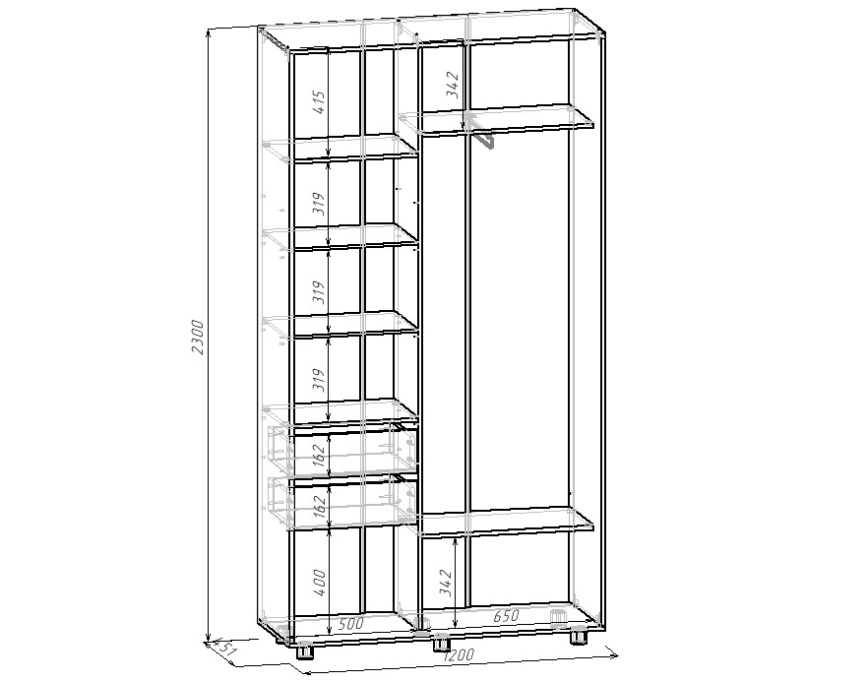 Шкаф-купе PRIME, 120х45х230 Шимо светлый с зеркалом фото 4