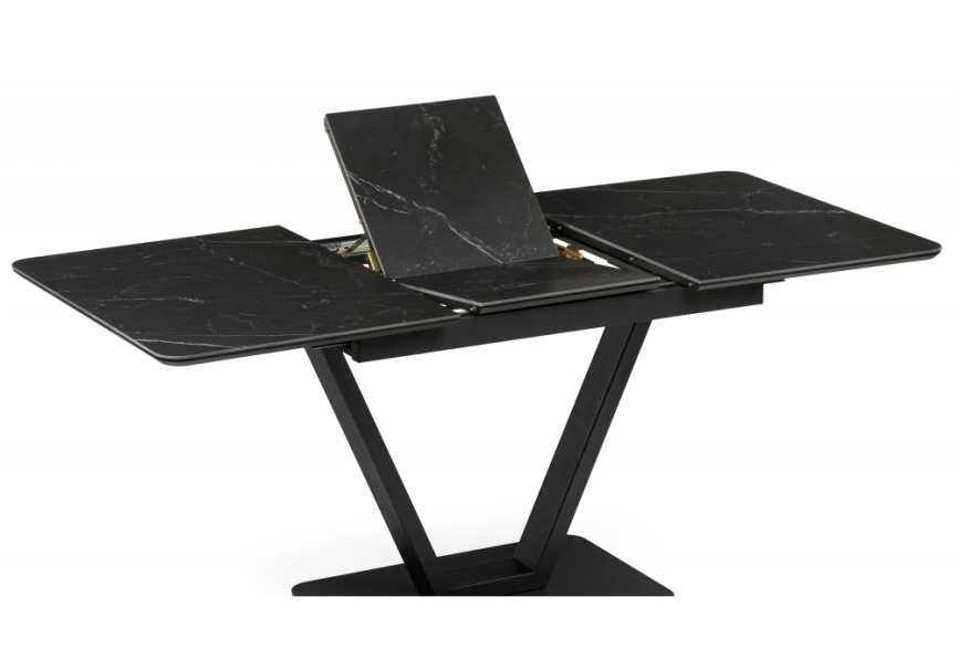 Керамический стол Бугун 120(160)х80х77 черный мрамор / черный фото 6