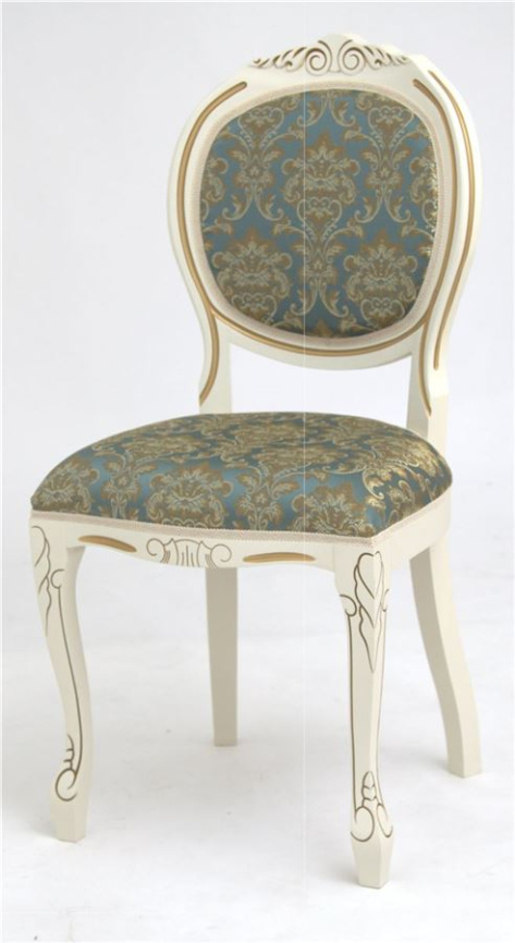 Стул "Милорд №12" (Слоновая кость1013+патина золото/ткань Андрис бирюза Вензель) фото 1