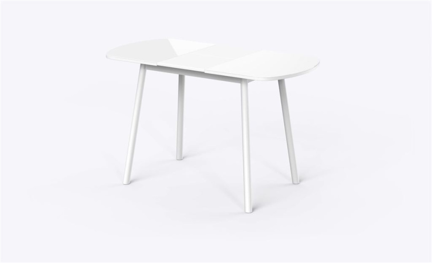 Стол Раунд 94 раздвижной со стеклом (Белый оптивайт/Белый) 94(124)х64, фото 2