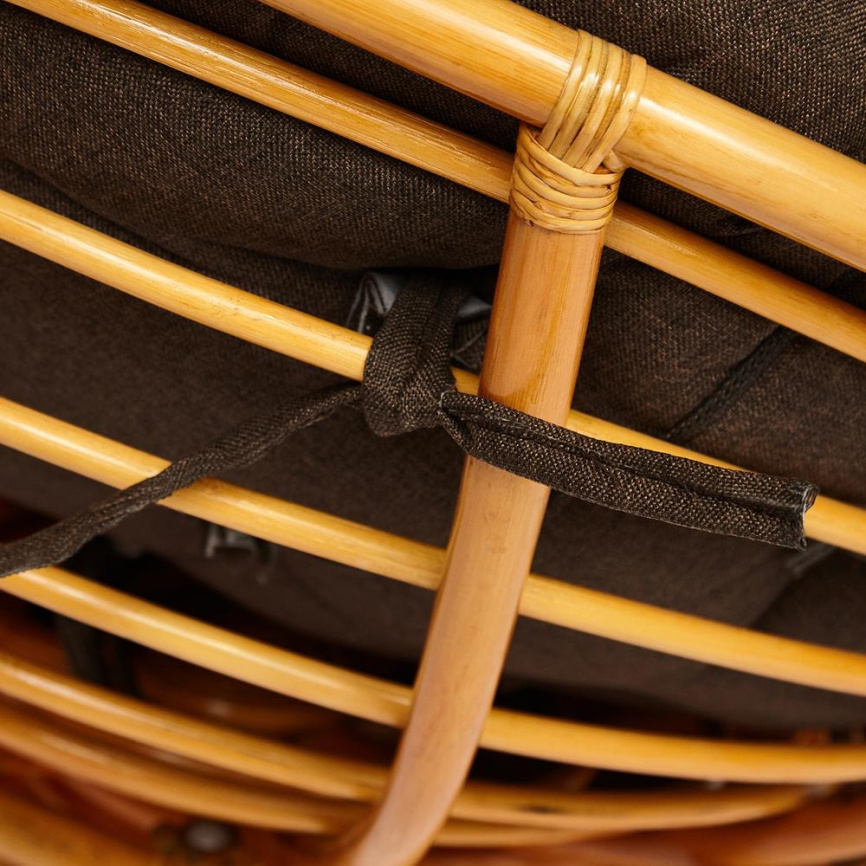 Кресло-качалка Папасан/Papasan (W 23/01 B) /с подушкой/ 115х78х104см, медовый, ткань коричневый, 3м7 фото 6