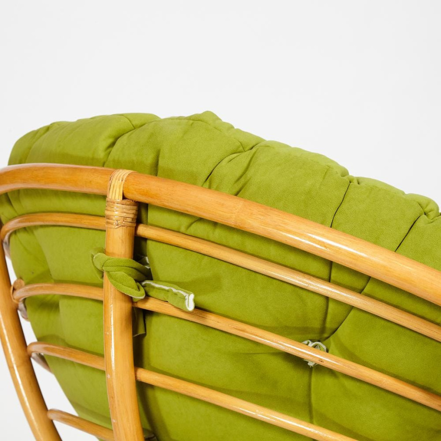 Кресло-качалка Папасан/Papasan (W 23/01 B) /с подушкой/ 115х78х104см, медовый, флок олива, 23 фото 6