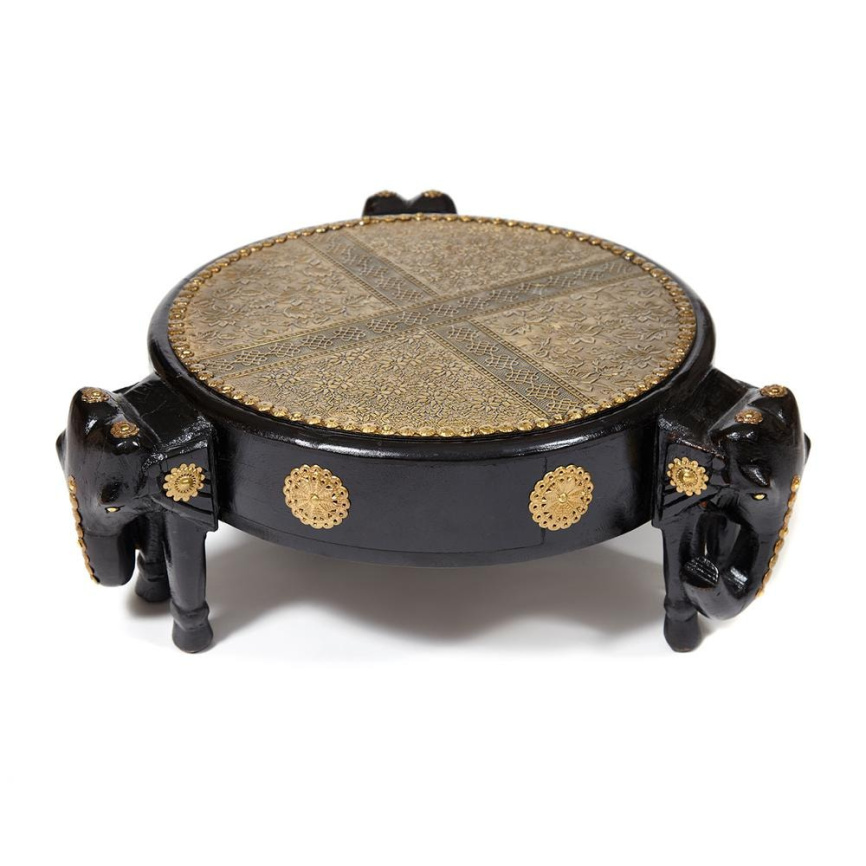 Столик Secret de Maison 3 Слона/3 Slona (мод. ND-005) массив манго/латунная чеканка, Д48х19см, черны фото 8