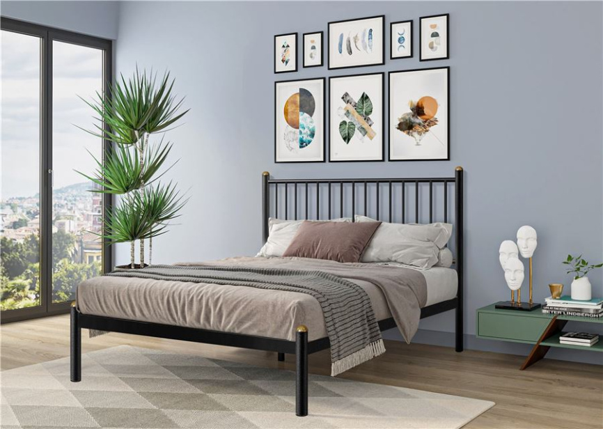 Кровать АРЗУ (140х200/металлическое основание) Чёрный фото 1