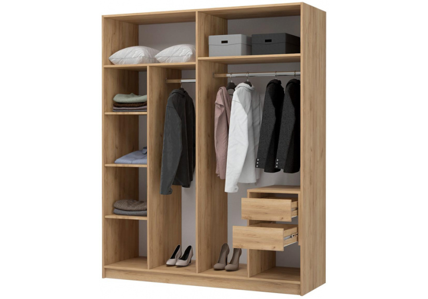 Шкаф Широн 1600 графит серый / дуб крафт золото фото 5