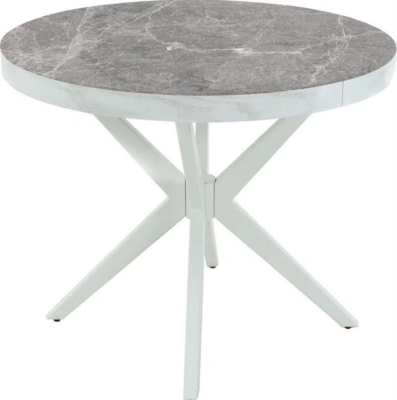 Стол раздвижной "Оскар D95" Glass фотопечать (Цвет стекла: Мрамор №5 /цвет дерева: Тон 9 (эмаль бела фото 1