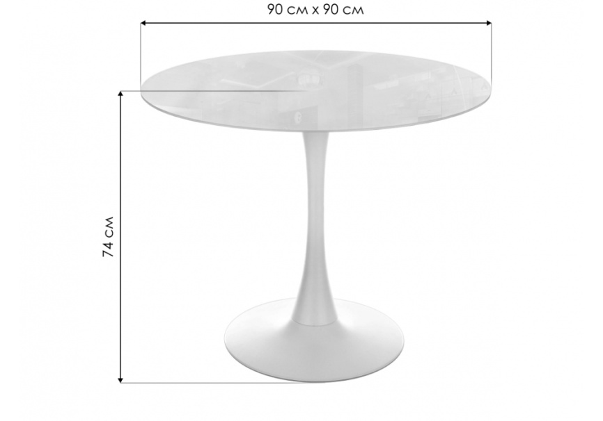 Стол стеклянный Tulip 90 super white glass фото 2