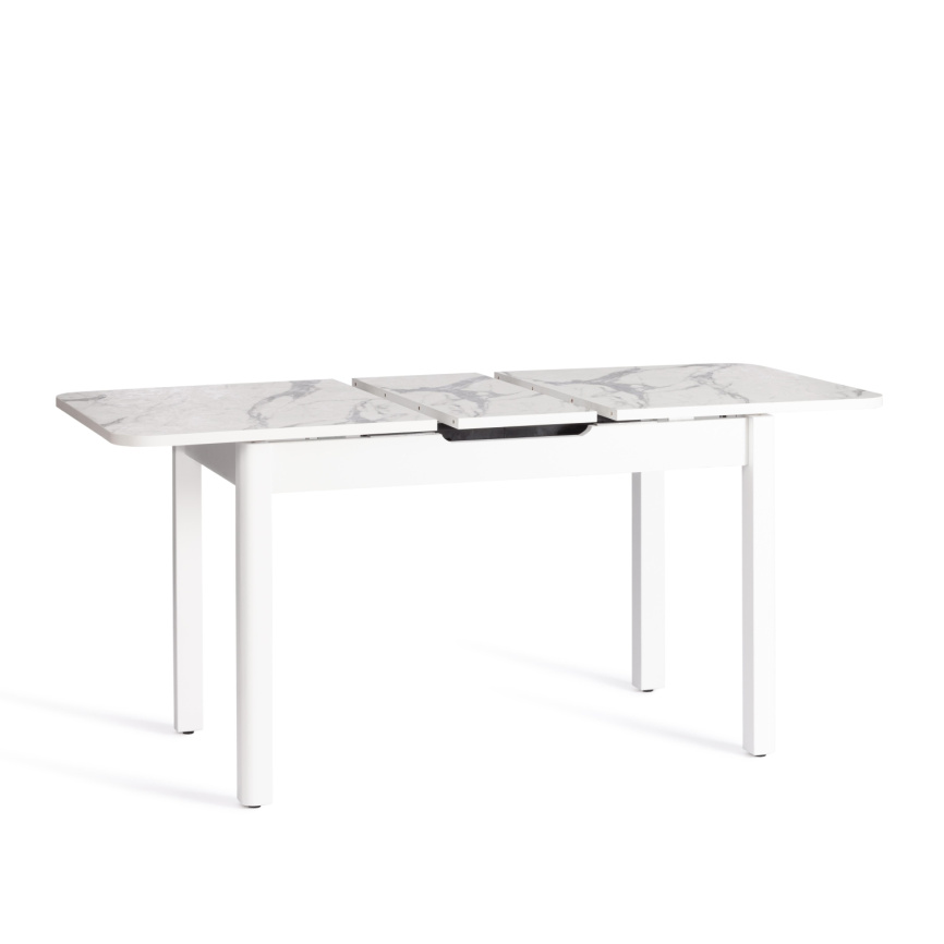 Стол обеденный раздвижной Алигери/Aligery ЛДСП/HPL/опора-массив березы, 130-160х75х75см, мрамор свет фото 6