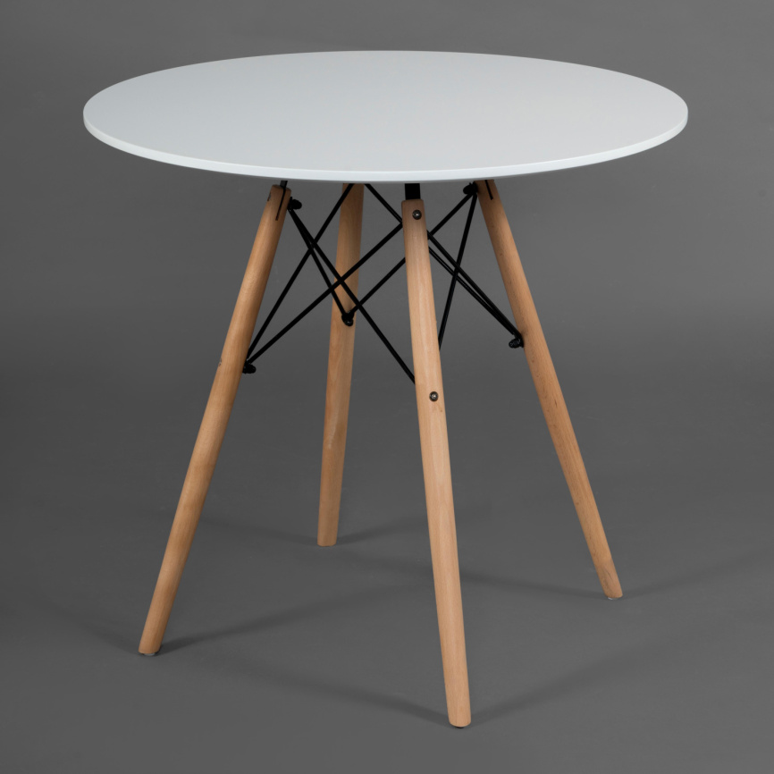Стол обеденный Синди Некст/Cindy Next (мод.70-80 MDF) металл/МДФ/бук, белый/натуральный, Д70х75см фото 2