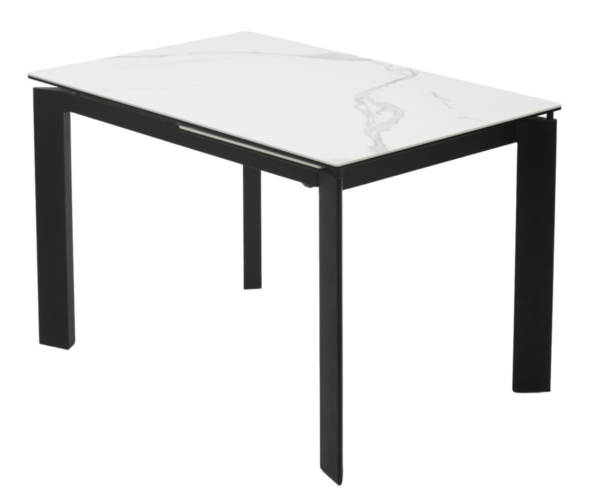 Стол CORNER 120 HIGH GLOSS STATUARIO керамика, стекло/ черный каркас, ®DISAUR фото 1