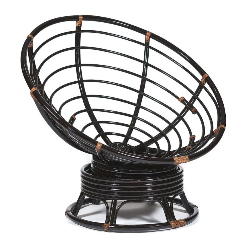 Кресло-качалка Папасан/Papasan (W 23/01 B) /с подушкой/ 115х78х104см, античный черно-коричневый, тка фото 4