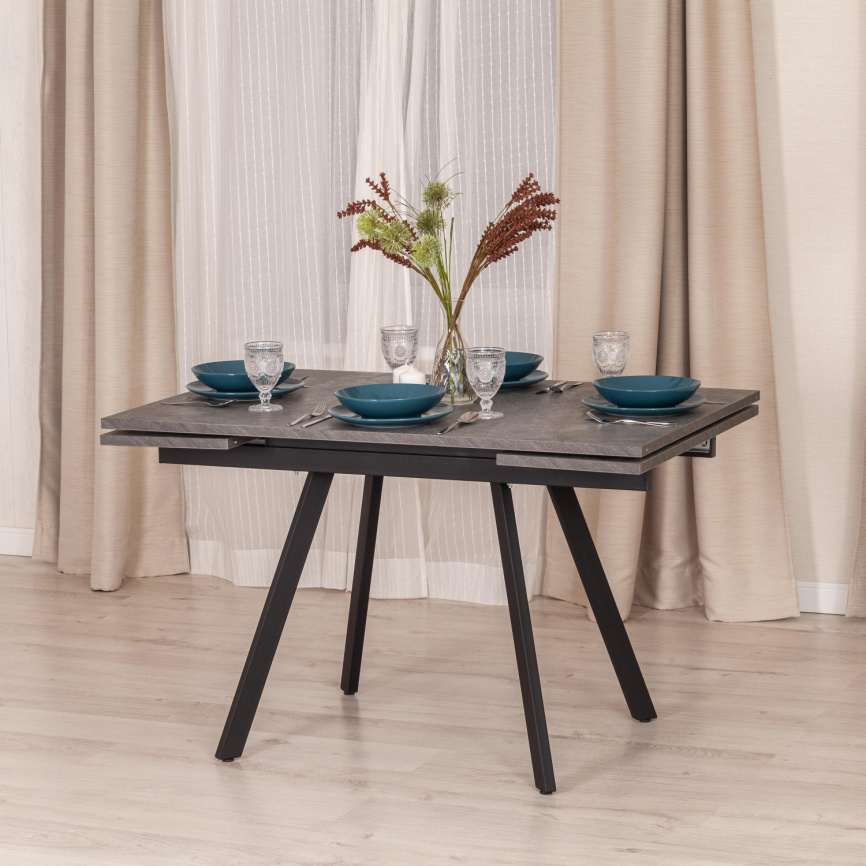 Стол обеденный раздвижной Виго/Vigo ЛДСП/HPL/металл, 120-180х80х75см, мрамор чёрный/чёрный фото 12