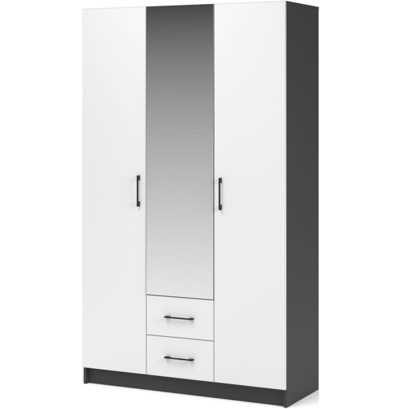 Шкаф «Чикаго» 3д2ящ (с зеркалом) MAX Антрацит/Белый фото 1