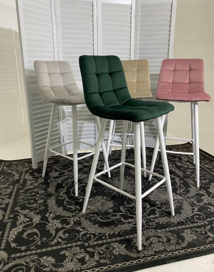 Барный стул LECCO UF910-14 DARK GREEN, велюр/белый каркас, 4 шт./2 кор. М-City фото 3