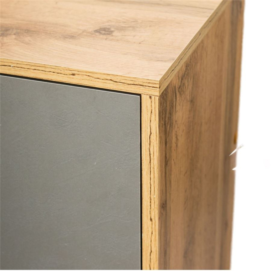 Комод Komo-3 (700х330х930 мм, ЛДСП Дуб Вотан/Серый 16мм, ножки береза) фото 3