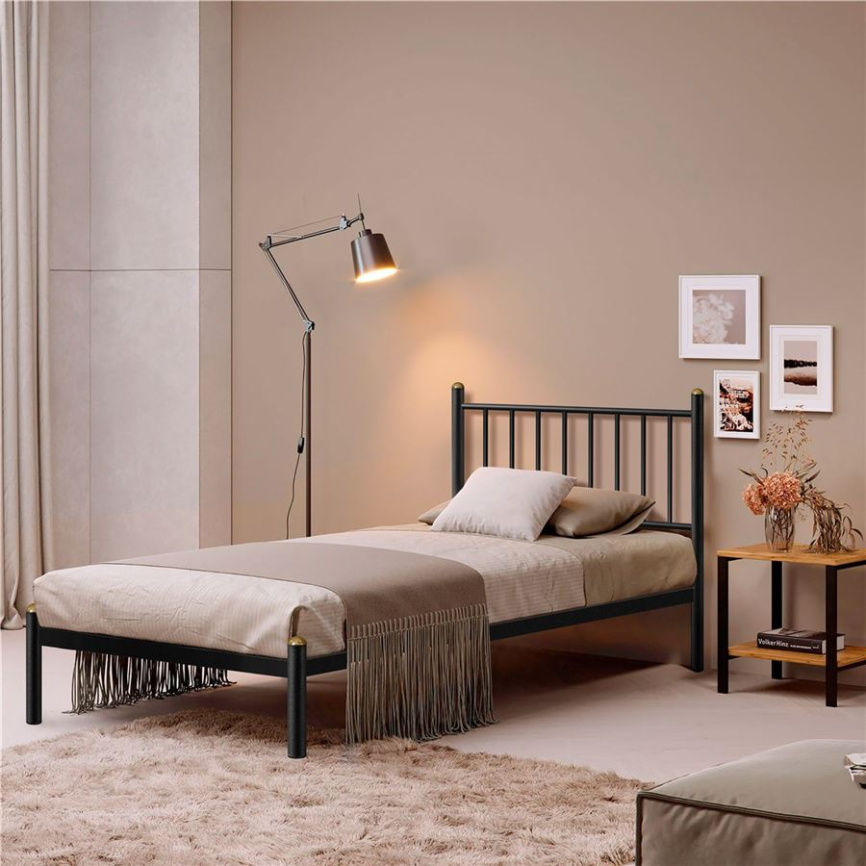 Кровать односпальная АРЗУ (90х200/металлическое основание) Чёрный фото 1