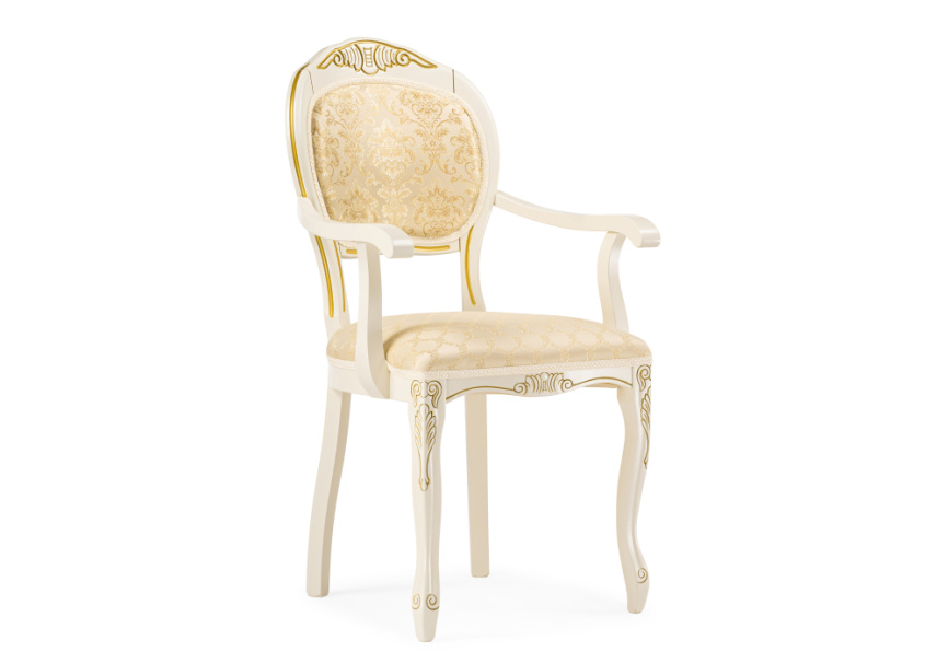 Стул деревянный Лауро патина золото / бежевый фото 1