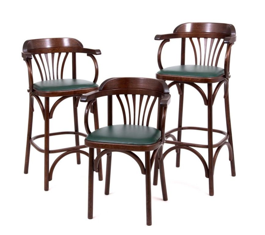 Стул барный 650 Венский мягкий (темный тон, экокожа Зеленая) фото 3