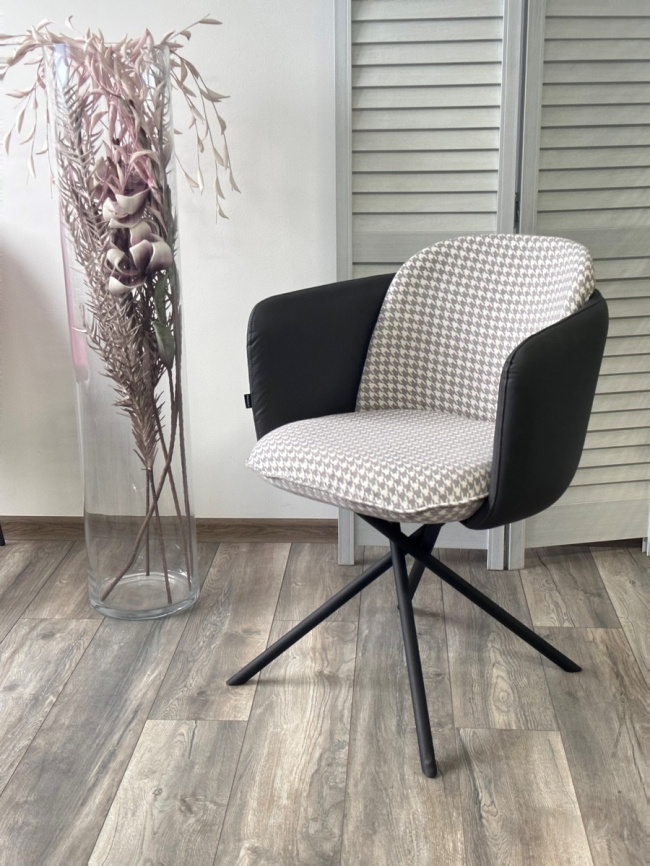 Стул ЛИЛУ ДАНС 180 град. поворотный, УЮТ ГРЕЙ КЛЫК / ORAKUL 998 Темно-серый / Черный каркас фото 3