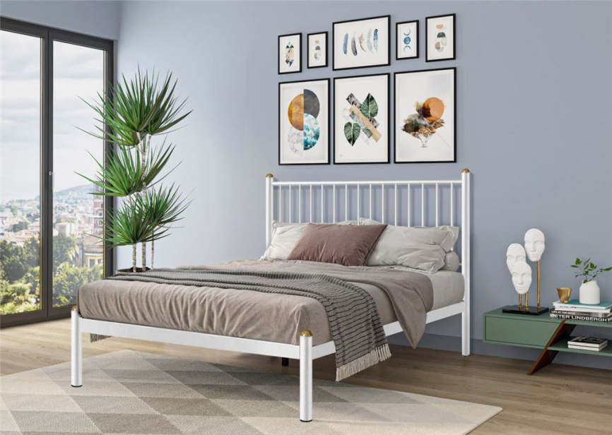 Кровать АРЗУ (160х200/металлическое основание) Белый фото 1