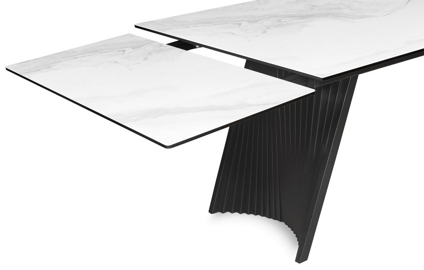 Стол DikLine KD180 керамика мрамор белый C39 глянец/опоры черные (2 уп) фото 2
