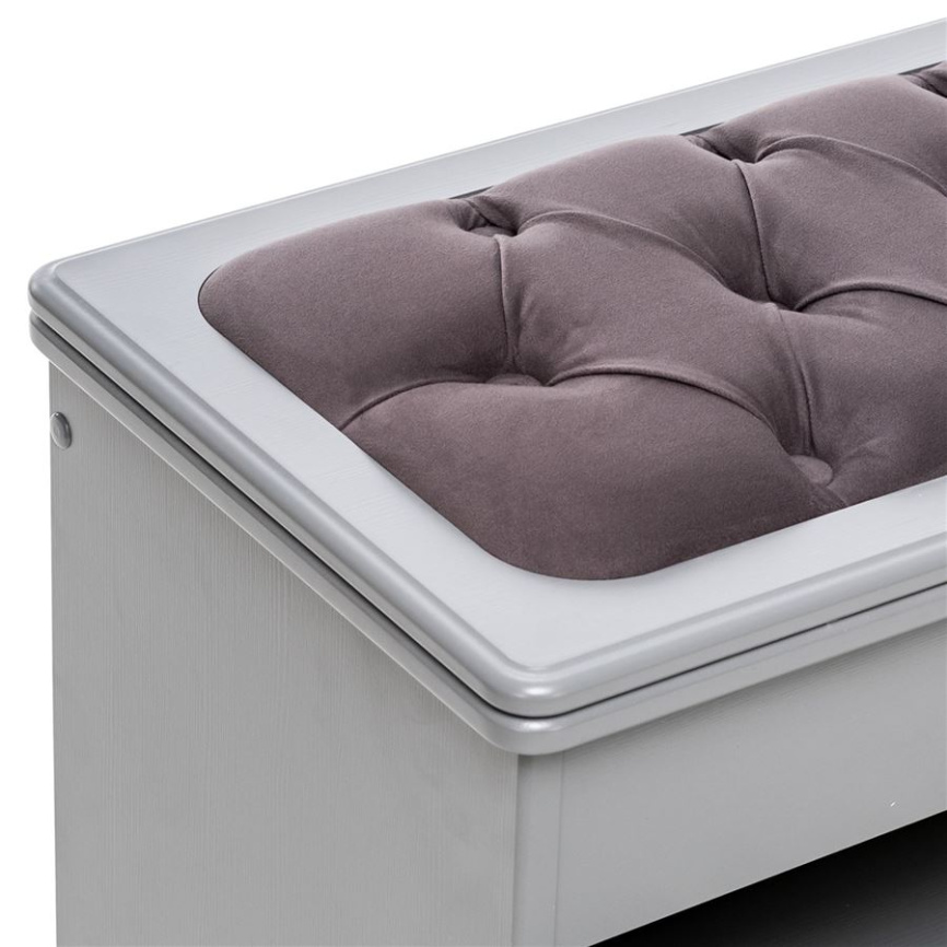 Обувница Патриция (Серый ясень / ткань V 19, каретная стяжка) фото 4