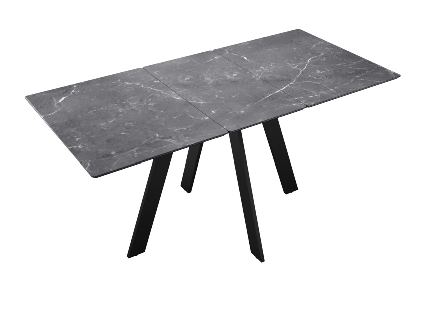Стол DikLine DKD120, керамика 120(160)х80, мрамор серый матовый, опоры черные (2 уп.) фото 6