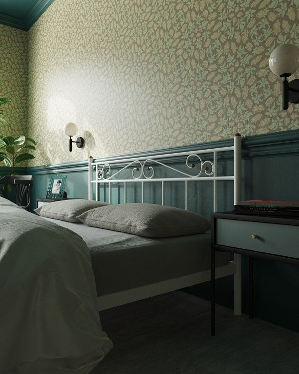 Кровать с изножьем "Франческа"  (160х200/ноги металл/цвет Белый) фото 4