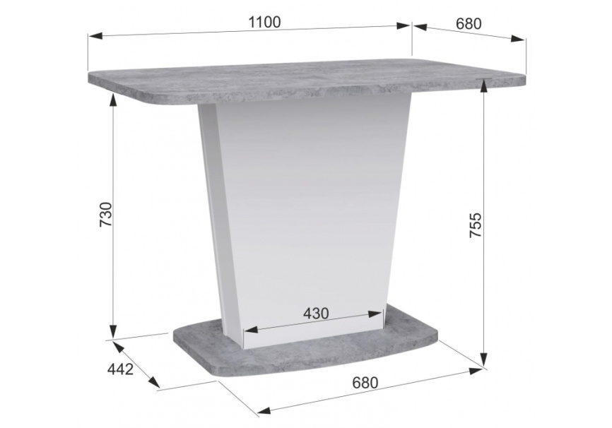 Стол деревянный Комфорт цемент светлый / белый фото 2